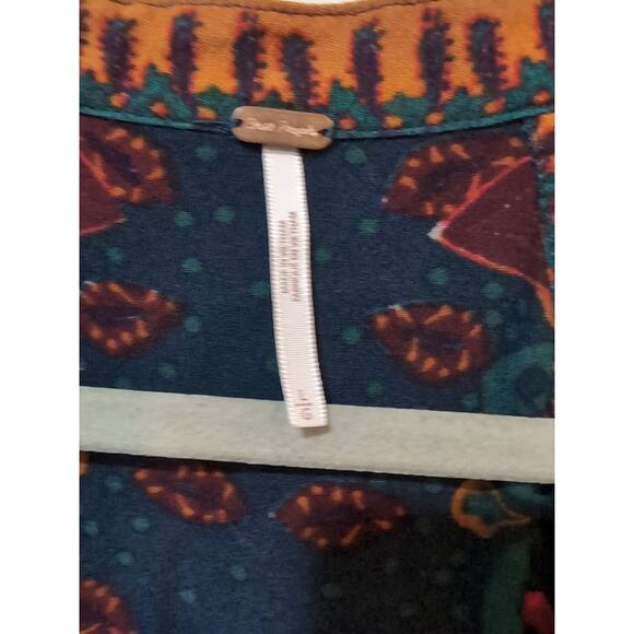 Free People Steal The Sun Teal Blue Print Tunic Dress Halter Neck Size Large - Picture 9 of 13